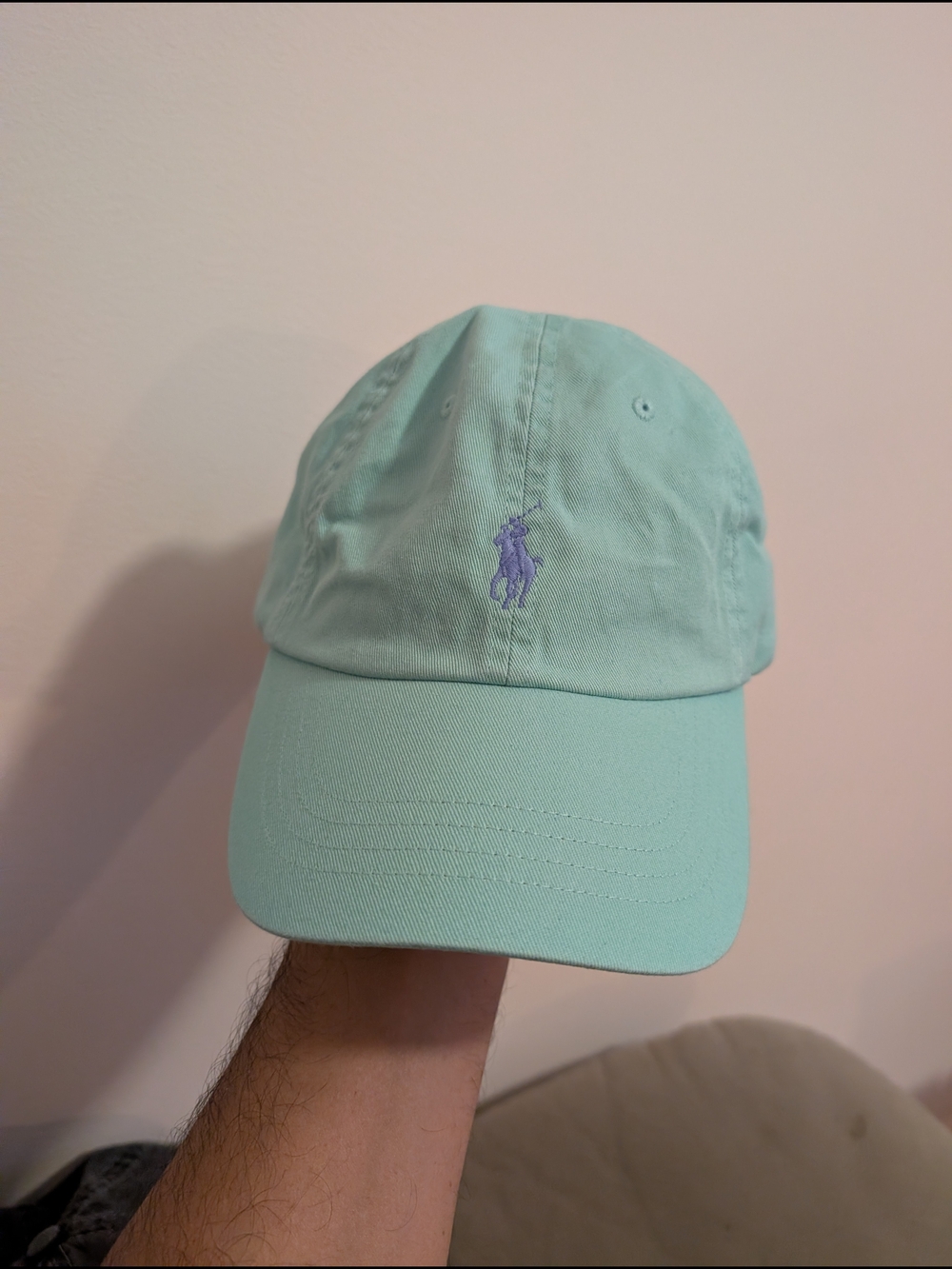 Polo by Ralph Lauren Mint Green Cap with Lavender Embroidery